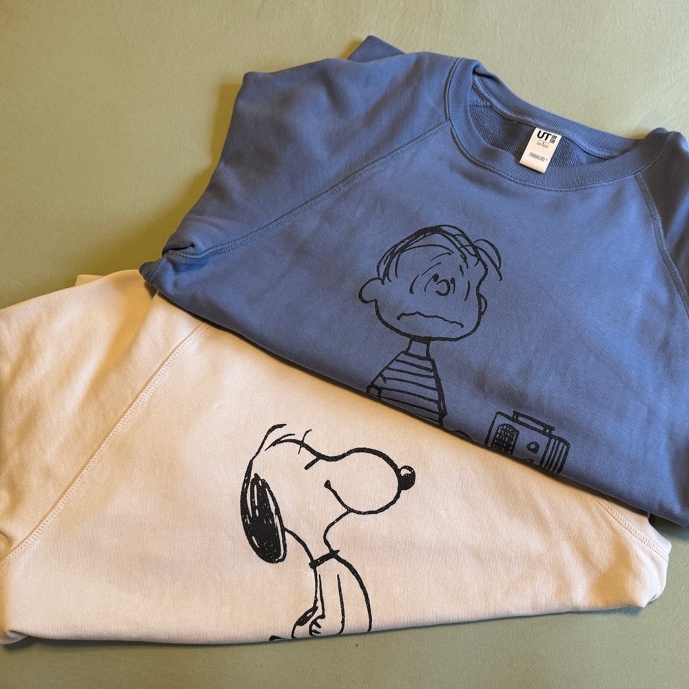 Lot of 2 Bundle Uniqlo UT Peanuts Collab 2024 Graphic Sweatshirts